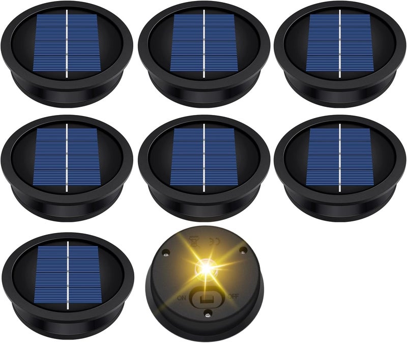 X-PREK 8 Pack Replacement Solar Light Parts(Top Size 3.2 inches, Bottom Size 2.9 inches),7 Lumens Warm White LED Waterproof Solar Light Replacement Top Kit for Outdoor DIY Hanging Lanterns - Image 1